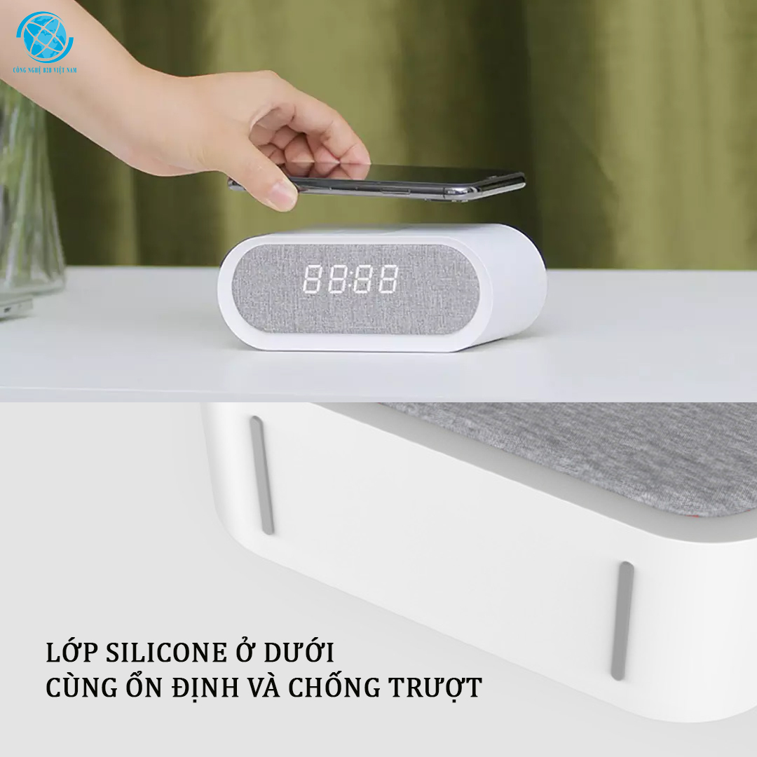 Đế sạc không dầy tích hợp đồng hồ, quạt không dây Xiaomi HL Yue life tích hợp 3 trong 1 - hàng chính hãng