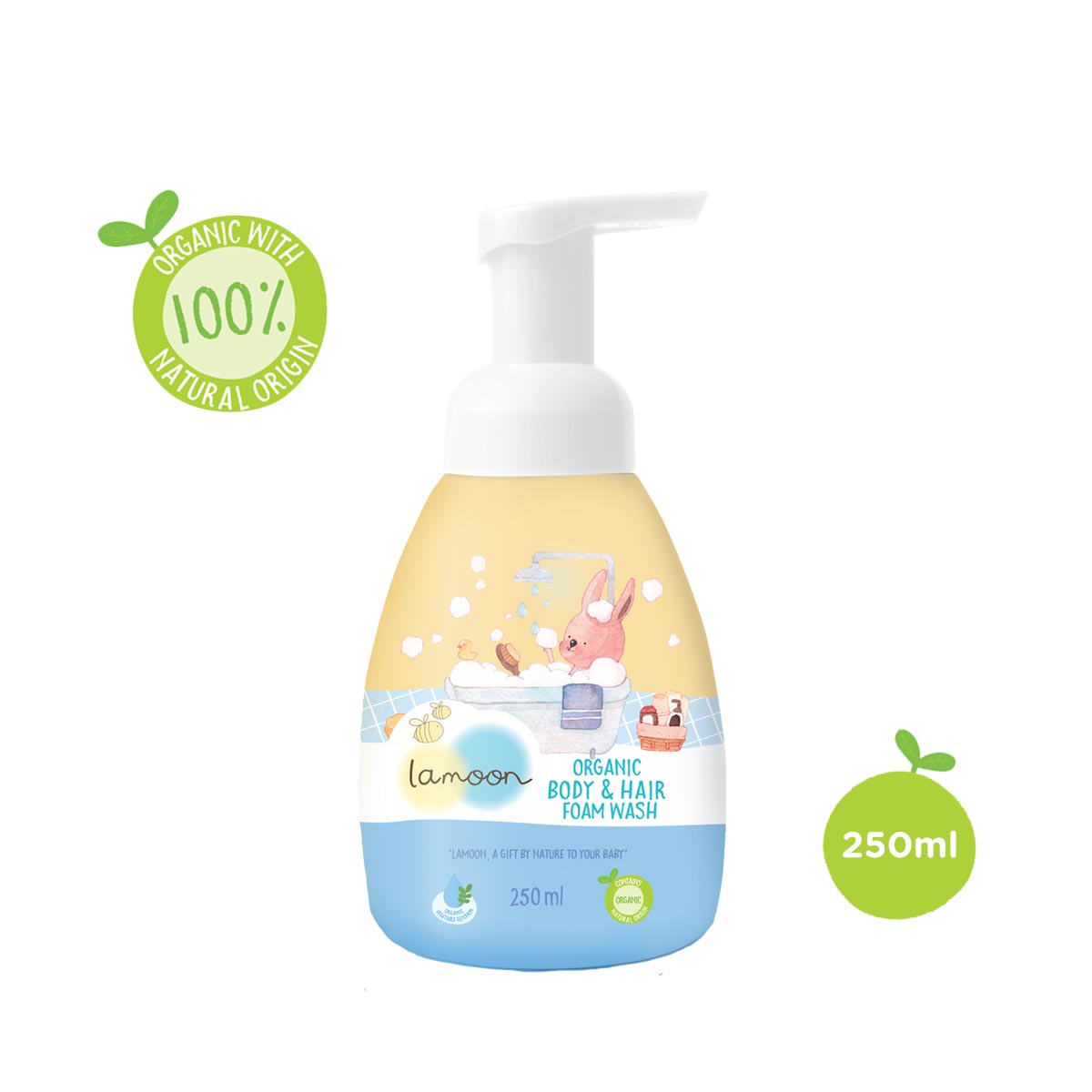 Sữa tắm gội Organic cho bé dạng bọt Lamoon - Bình 250ml