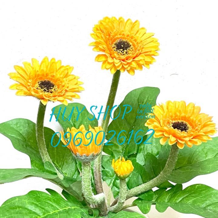 Hoa Giả trang trí - Bụi Hoa CÚC ĐỒNG TIỀN Vải cao cấp 25CM