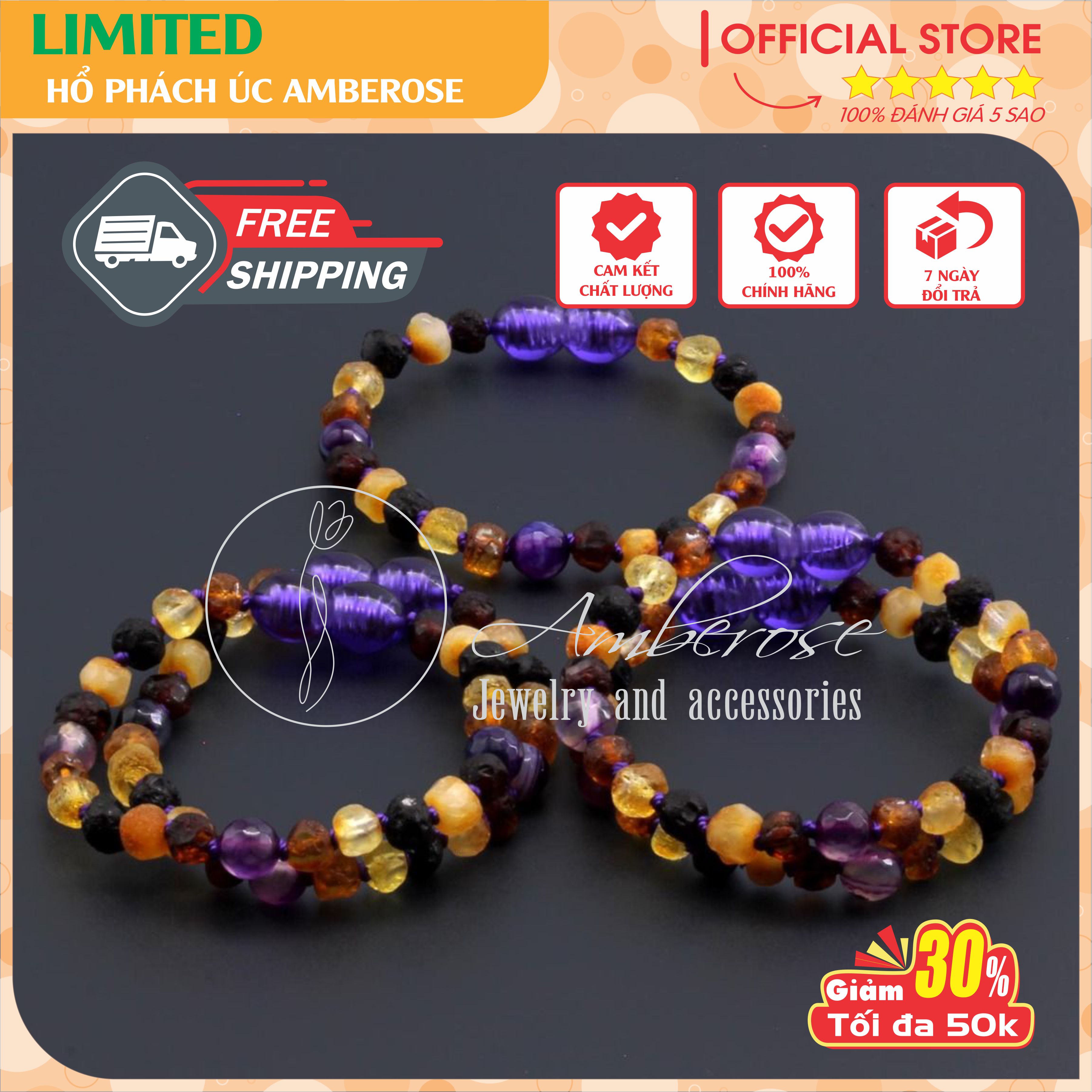 Bộ Vòng Hổ Phách Amber Úc Cho Bé 0 - 10 tuổi SABLMT922