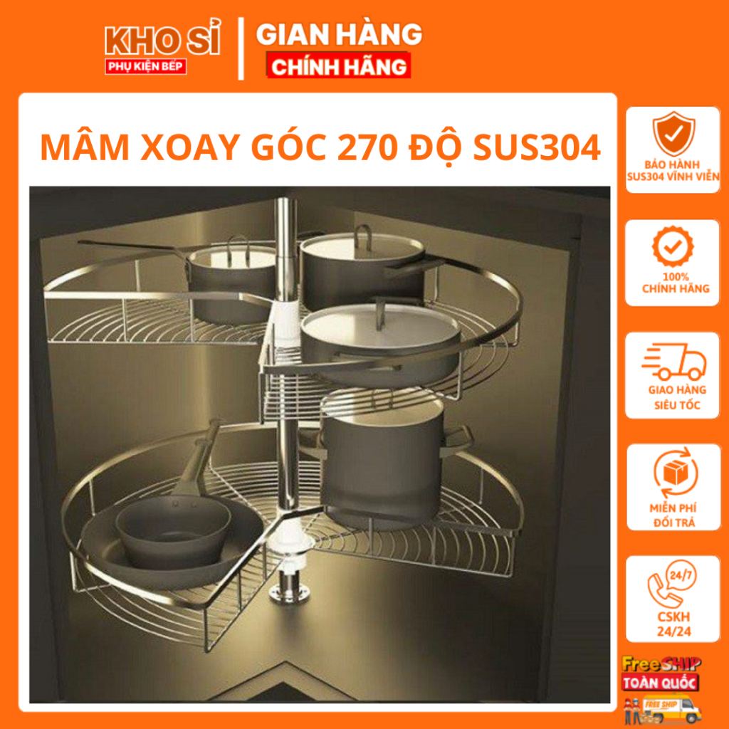 Mâm Xoay Góc 270 Độ Sus304 Cao Cấp Eurotek Làm Từ Chất Liệu Inox Cao Cấp, Với Màu Sắc Trắng Sáng