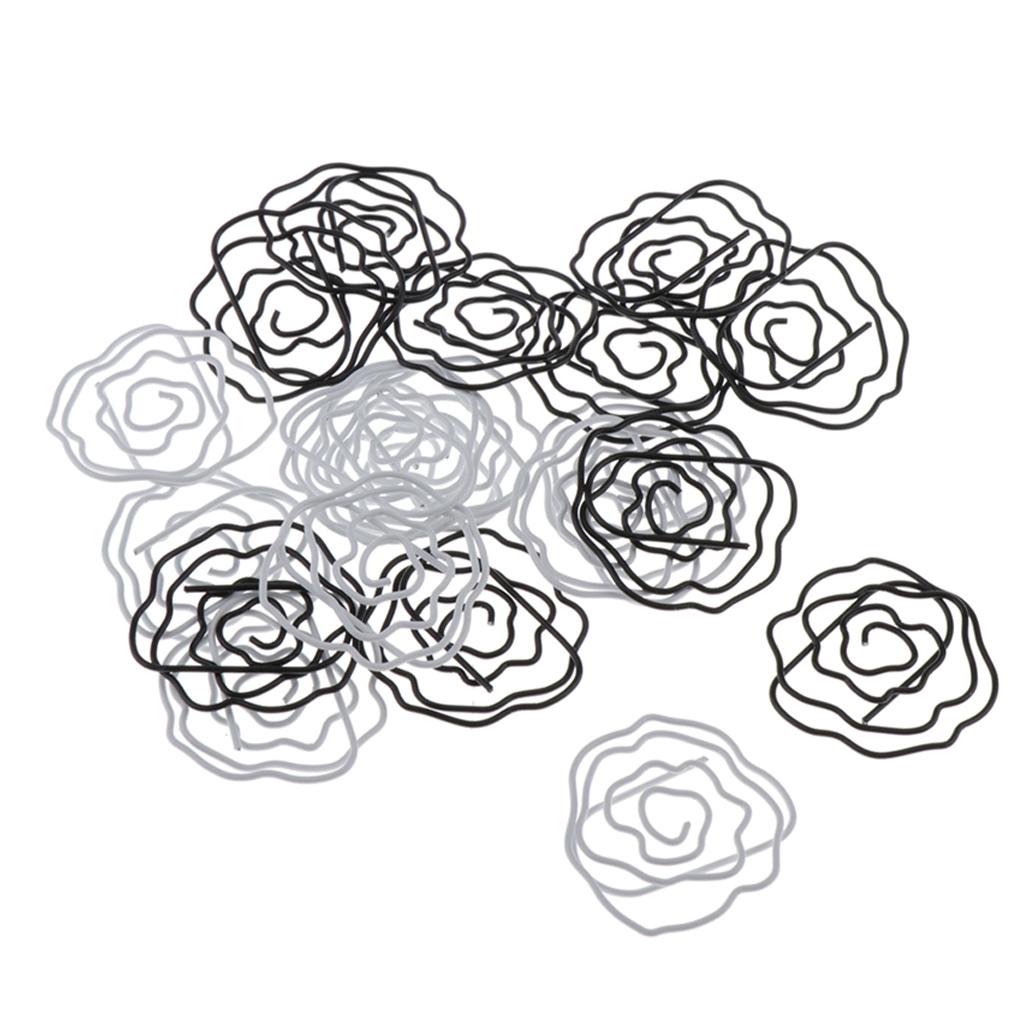 20Pcs Rose Flower Shape Paper Clip Binder Clip Book Mark for Office Organize