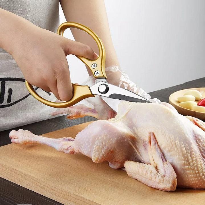 Kéo cắt gà xuất Nhật Bản làm từ chất liệu thép không gỉ cao cấp, kéo đa năng SK5 gia dụng nhà bếp cán kim loại