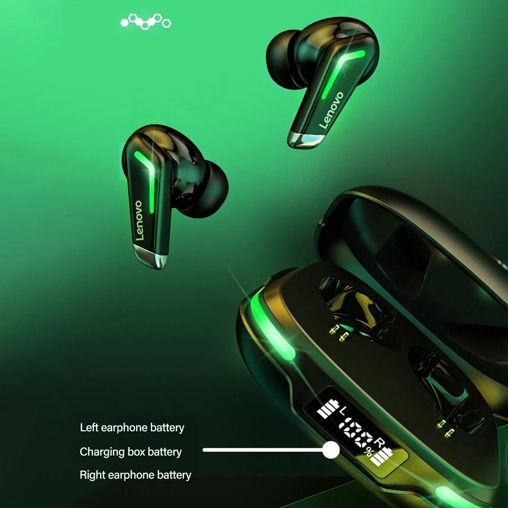 Tai nghe không dây LENOVO GM3 Bluetooth 5.0 TWS âm thanh giảm ồn HD độ trễ thấp pin trâu có micro cho chơi game thể thao-Hàng chính hãng