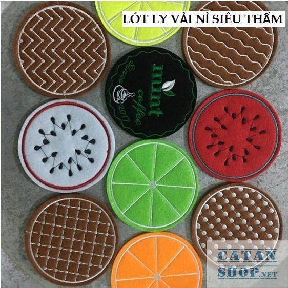 Đế lót ly vải nỉ thấm hút nhanh, lót ly lót cốc 9cm nhiều mẫu cho bạn lựa chọn GD538-LotLy