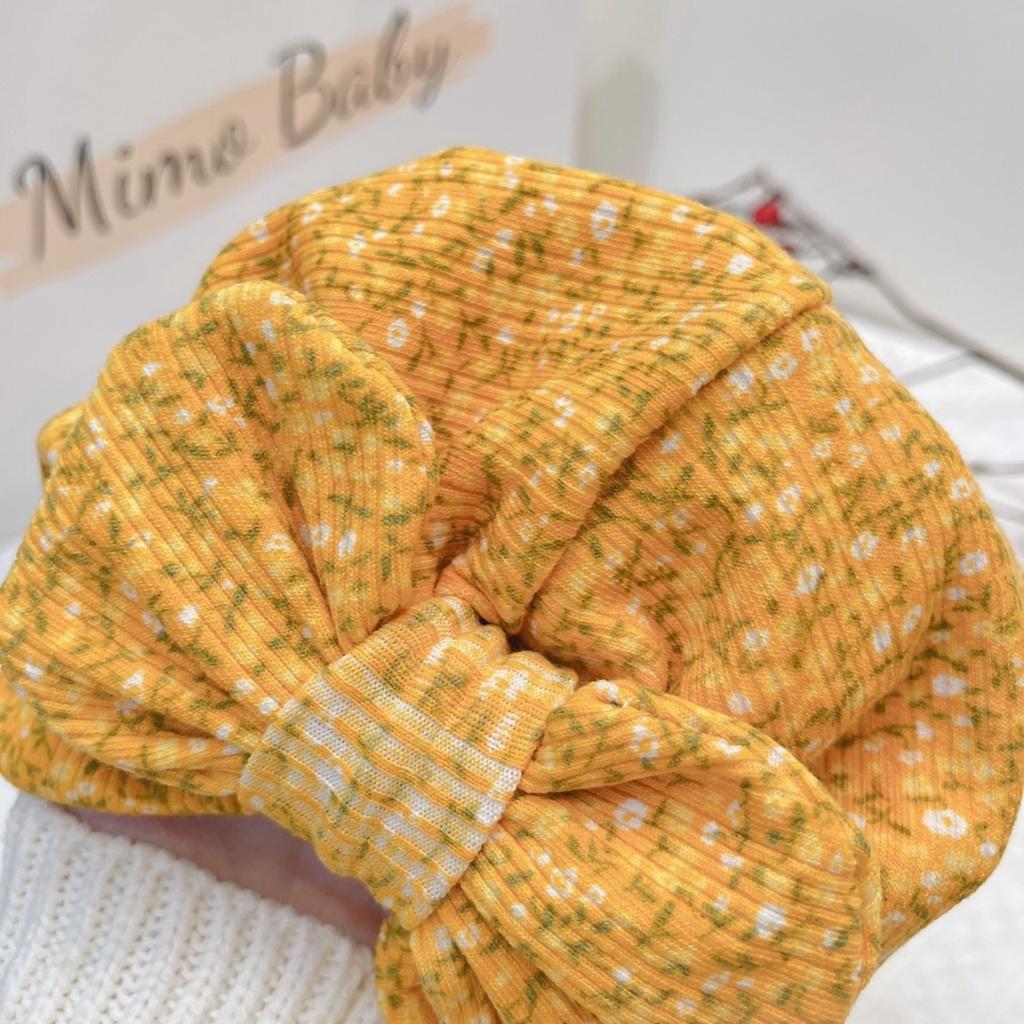 Mũ nón turban nơ vàng hoa nhí cho bé 6-10kg Mimo baby MTB67