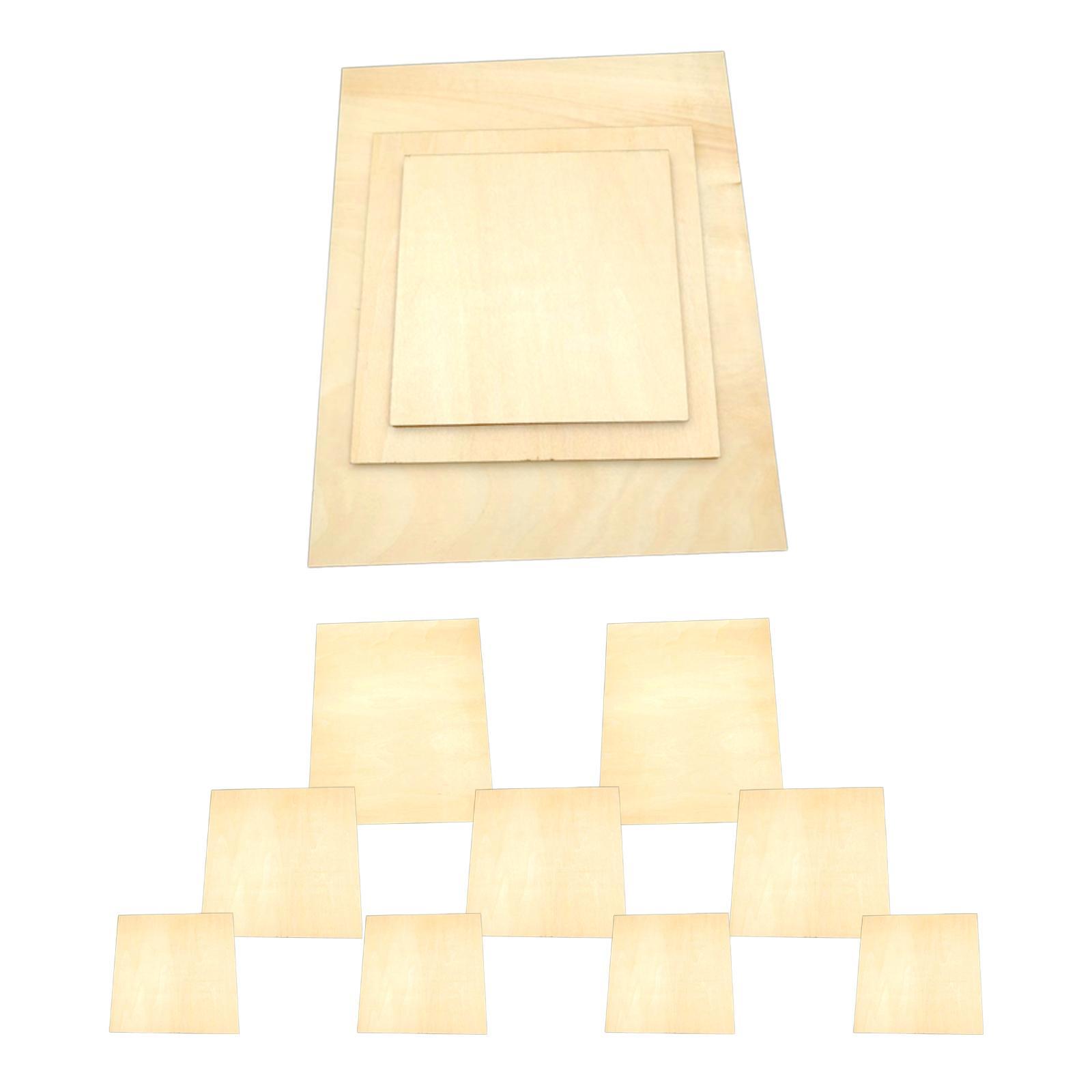 12Pcs/Set Wood Board Unfinished Panel Kit 3 Sizes Gallery Wood Veneer Sheets Art Boards Painting Board for Sand Table Model Painting Drawing