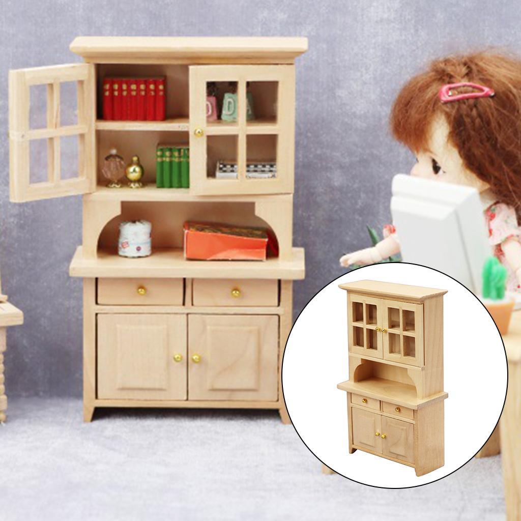 Dollhouse Miniature Wooden Bookcase Shelf Dolls House Miniatures Furniture