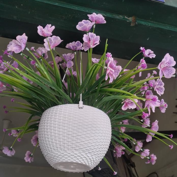 5 Bộ Chậu Nhựa Mây Treo/chậu tròn mây treo + tặng kèm dây treo - Set of Plastic Hanging Rattan Pots