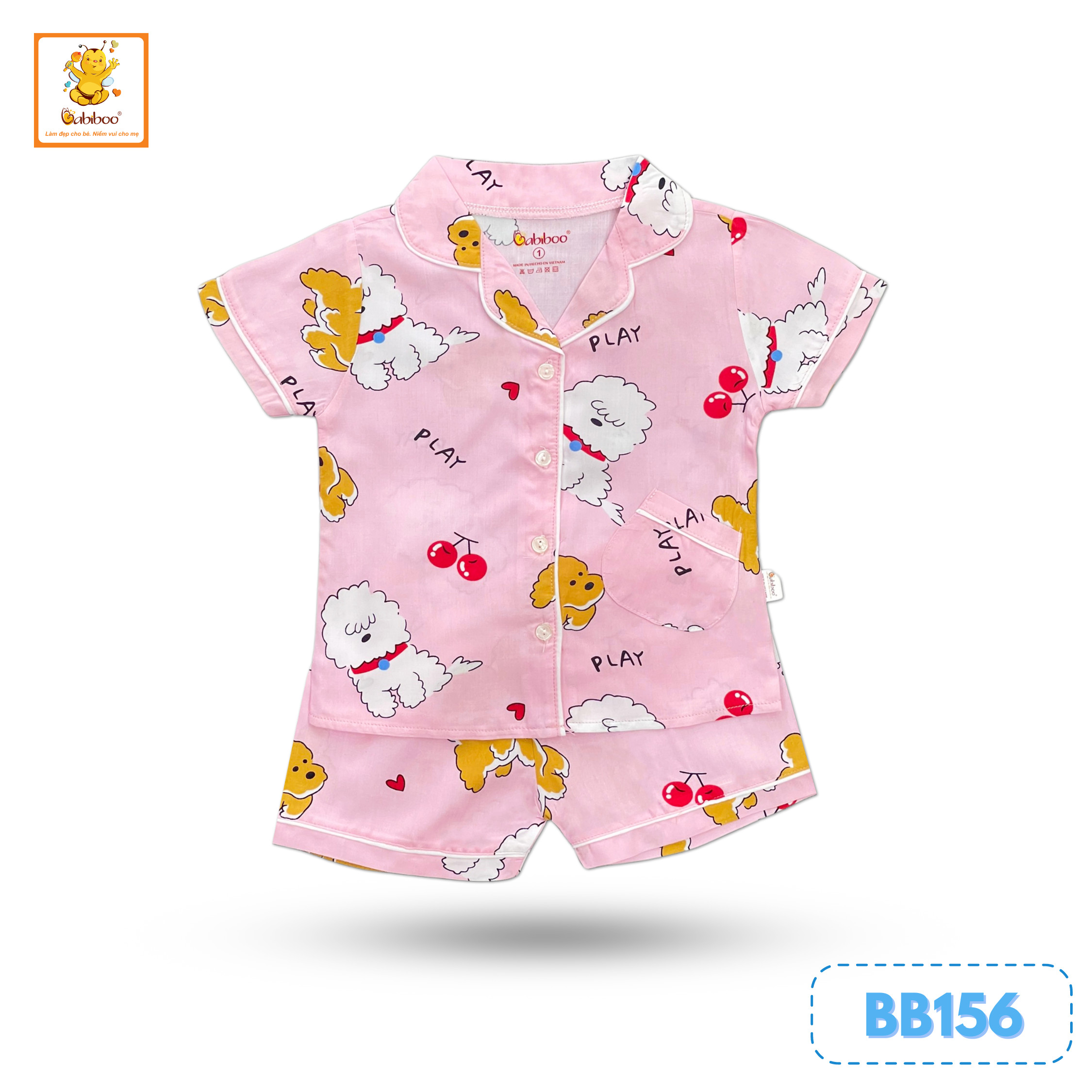 Pijama bé gái Babiboo bộ ngủ bé gái vải tole 2 da mịn màng, thoáng khí , họa tiết dễ thương BB156
