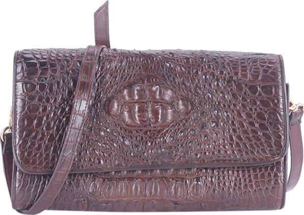 Túi Đeo Chéo Nữ Da Cá Sấu Huy Hoàng HT6231 (14.5 x 24.5 cm) - Nâu Đất