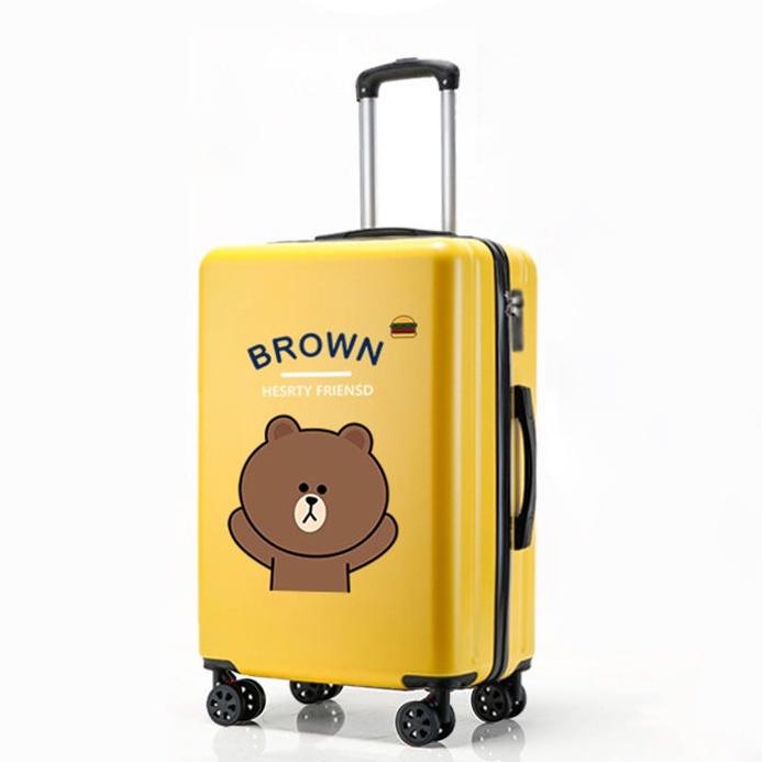 Vali Du Lịch In Hình Gấu BROWN L020 Dễ Thương Hình In Không Bong Tróc Chất Liệu Nhựa PC+ABS Dung Tích Lớn