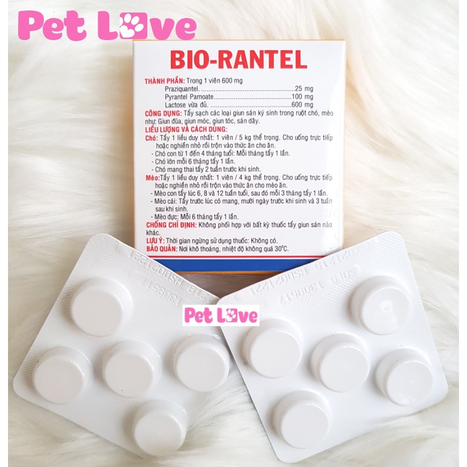 Bio Rantel xổ giun sán chó mèo (hộp 10 viên)