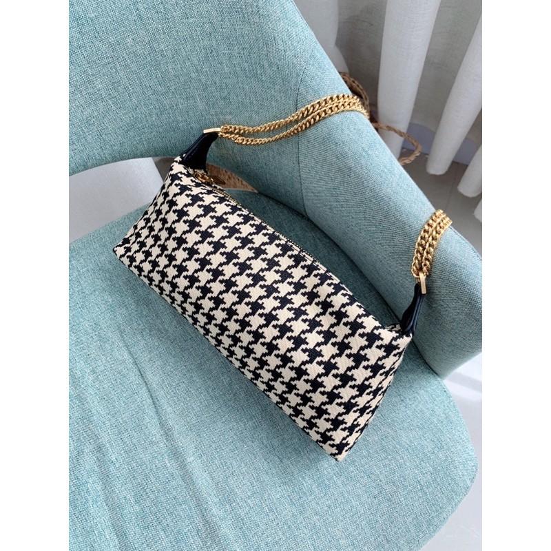 Túi kẹp nách đeo chéo vải nỉ caro ulzzang cá tính