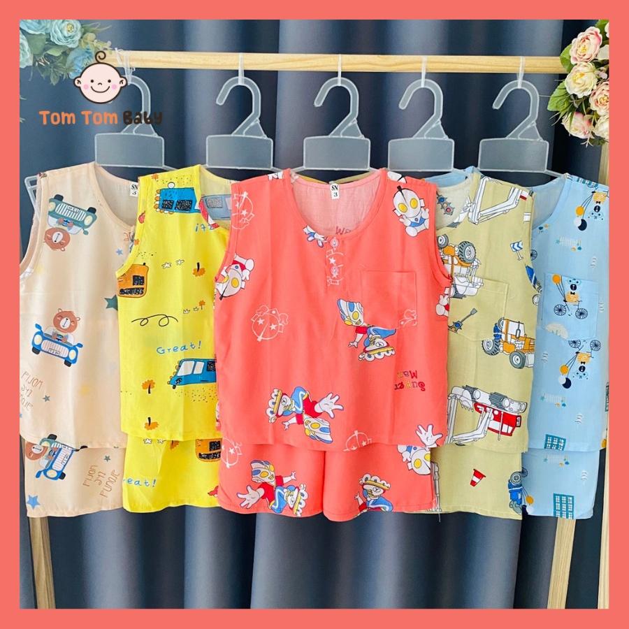 Set 5 Bộ quần áo bé trai mùa hè Ba Lỗ vải tôn, lanh mềm, mịn, mát mẻ | Quần áo trẻ em | Đồ tole bé trai| Đồ bộ bé trai|
