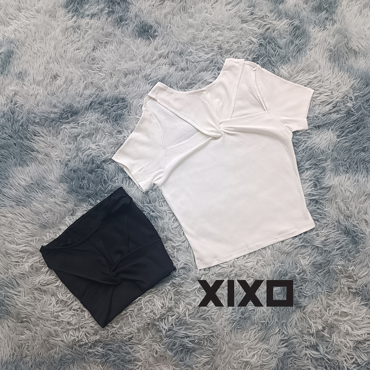 Áo croptop tay ngắn xoắn ngực hở vai thời trang XIXO cao cấp - mã ATN0060