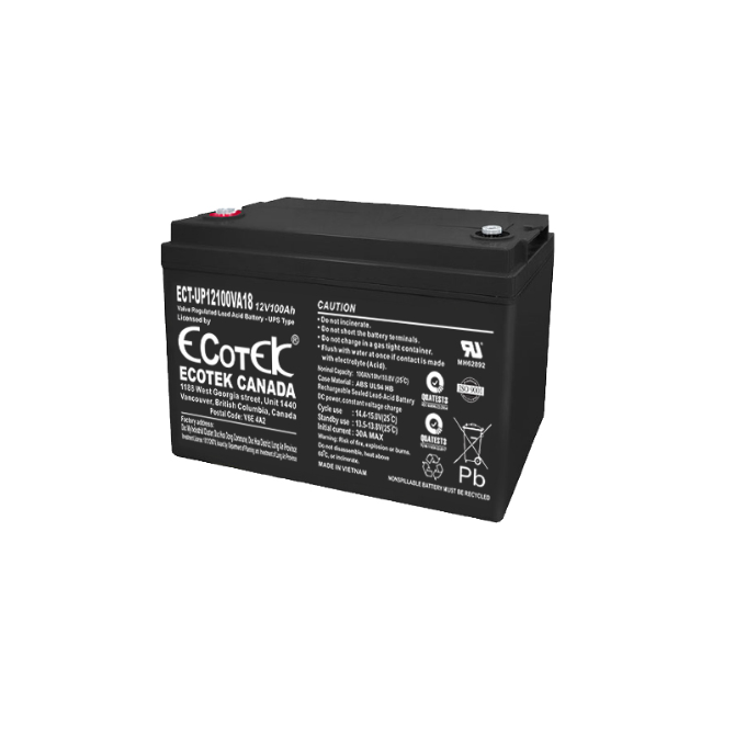 Ắc quy ECOTEK, ECT-UP12100VA18,12V100AH - Dùng cho Bộ Lưu Điện - Hàng Chính Hãng