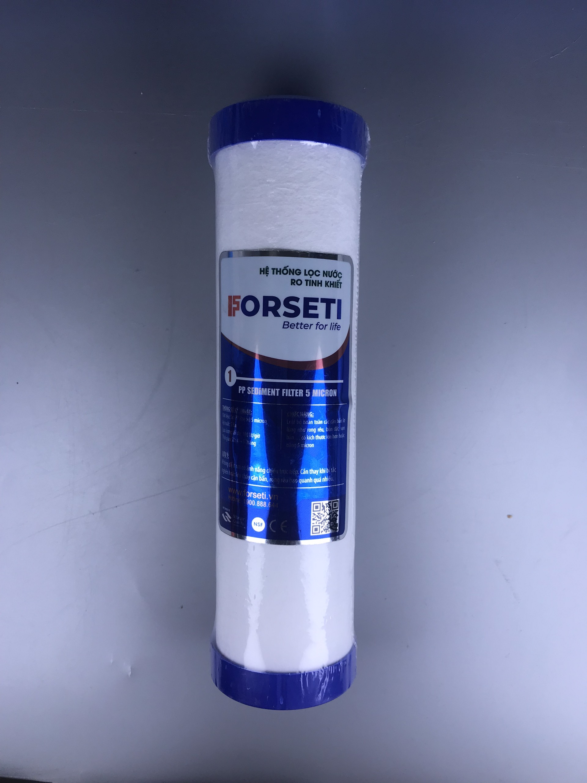 Bộ 3 lõi lọc thô Forseti lõi số 1 - 2 - 3 lọc sạch tạp chất có kích thước từ 1 micron, bảo vệ màng RO - Hàng chính hãng
