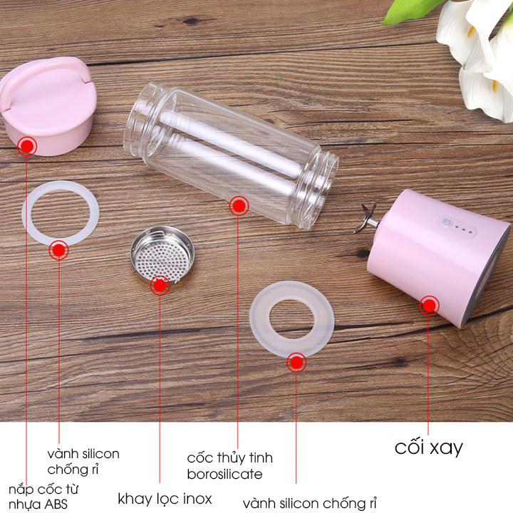 Máy xay sinh tố sạc điện cầm tay mini 4 lưỡi dao ZDK-T8 - Màu ngẫu nhiên - GDHN Loại Tốt