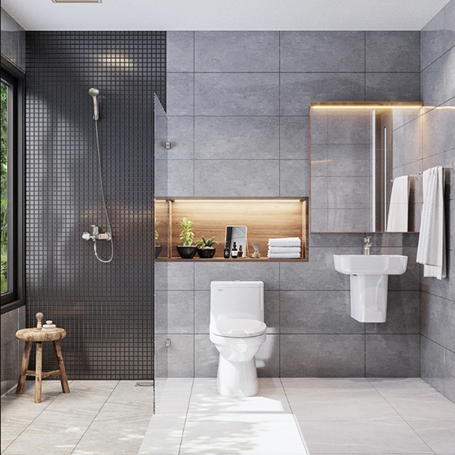 Bộ lavabo treo tường chân ngắn Viglacera V23 men sứ men Nano Titan sáng bóng, công nghệ Italy chống bám bẩn đến 89% - Hoa Sen Home - Hàng chính hãng