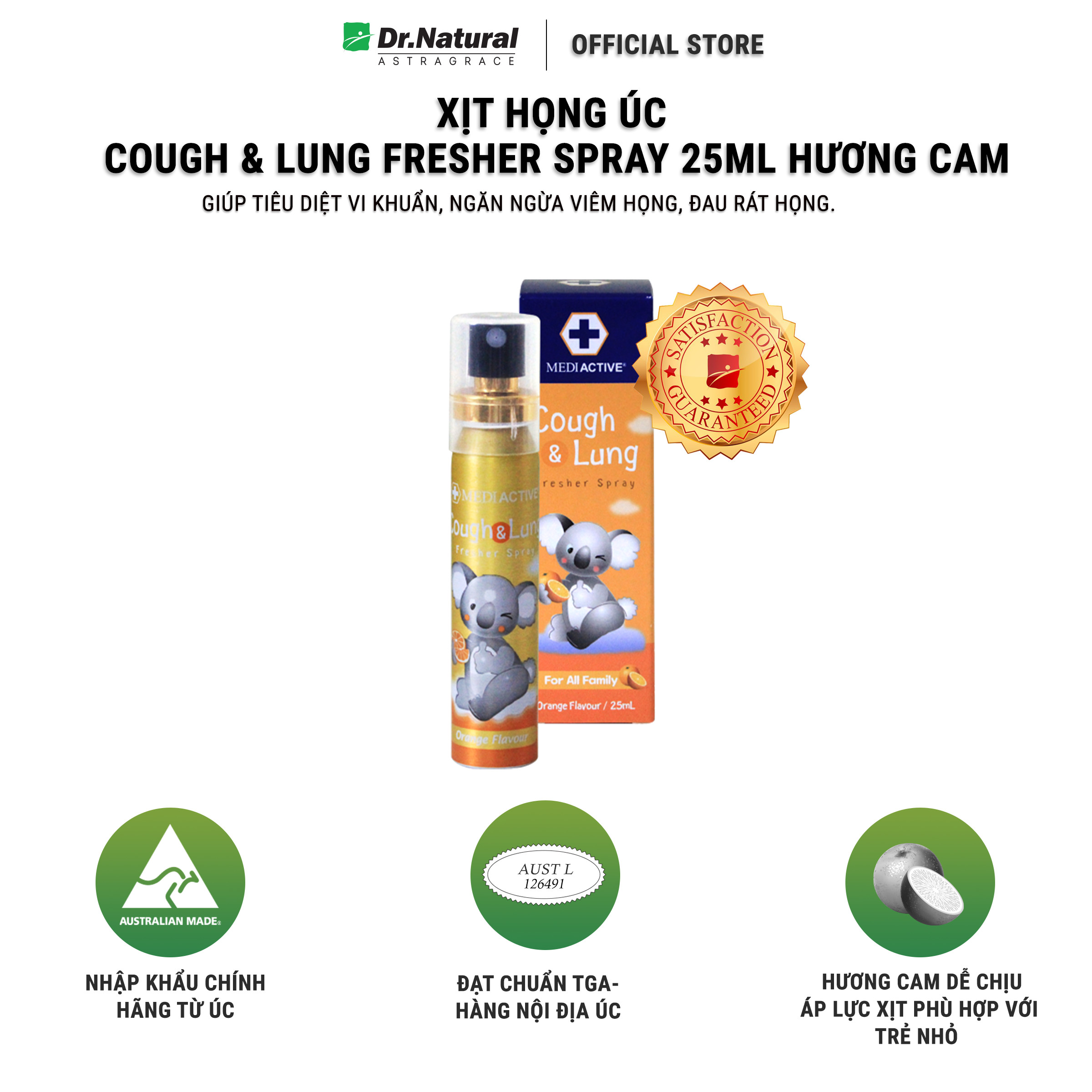 KEO ONG XỊT HỌNG ÚC COUGH & LUNG FRESHER SPRAY (25 ML)