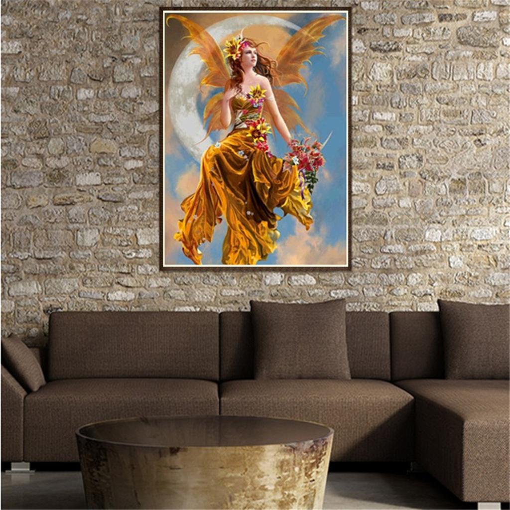2 Sets DIY 5D Diamond Painting, Fancy Flower Fairy Rhinestone Diamond Embroidery
