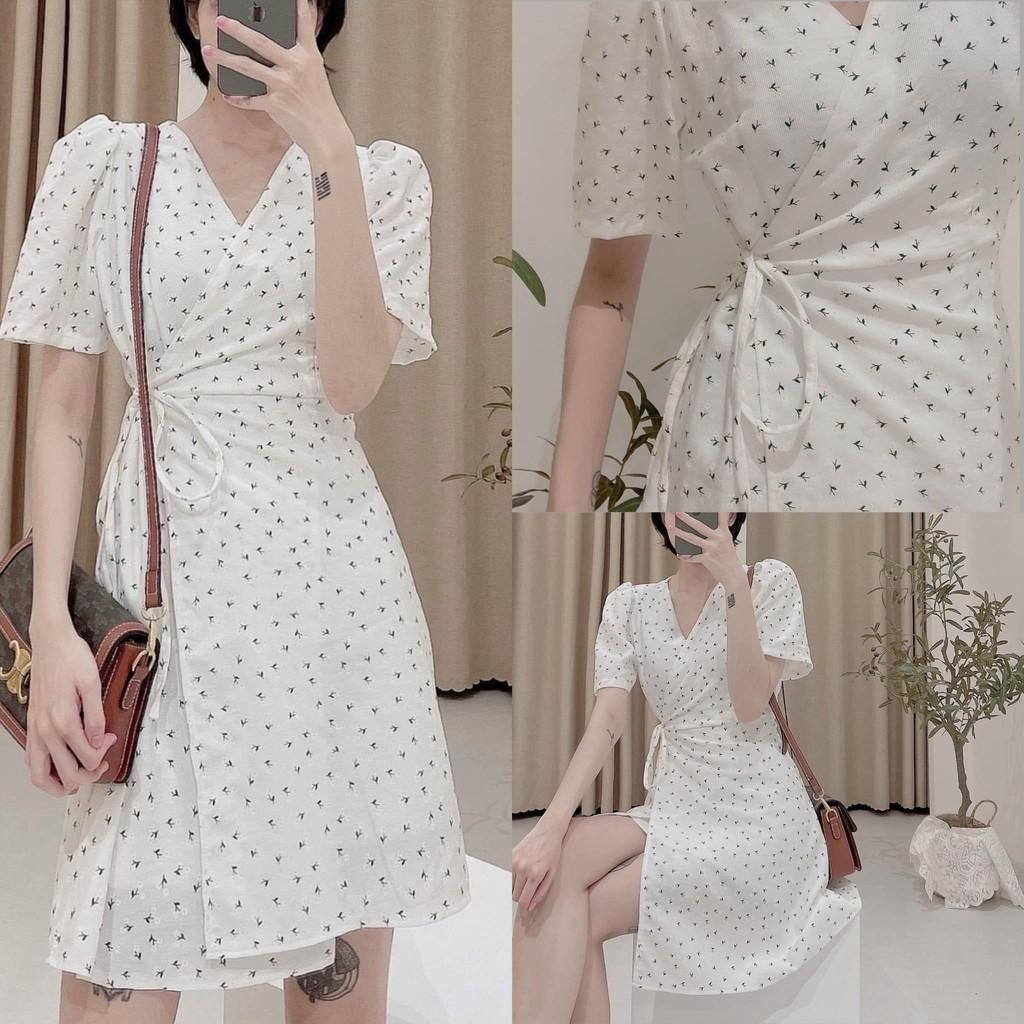 LOLITA DRESS - ĐẦM HOA CHỮ A CỔ V CỘT EO - ĐẦM HOA PHONG CÁCH HÀN QUỐC XINH XẮN - MÈO IN DA HOUSE