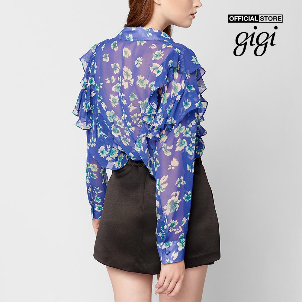 GIGI - Áo sơ mi nữ cổ bẻ tay dài phối họa tiết hoa thời trang G1108B211207