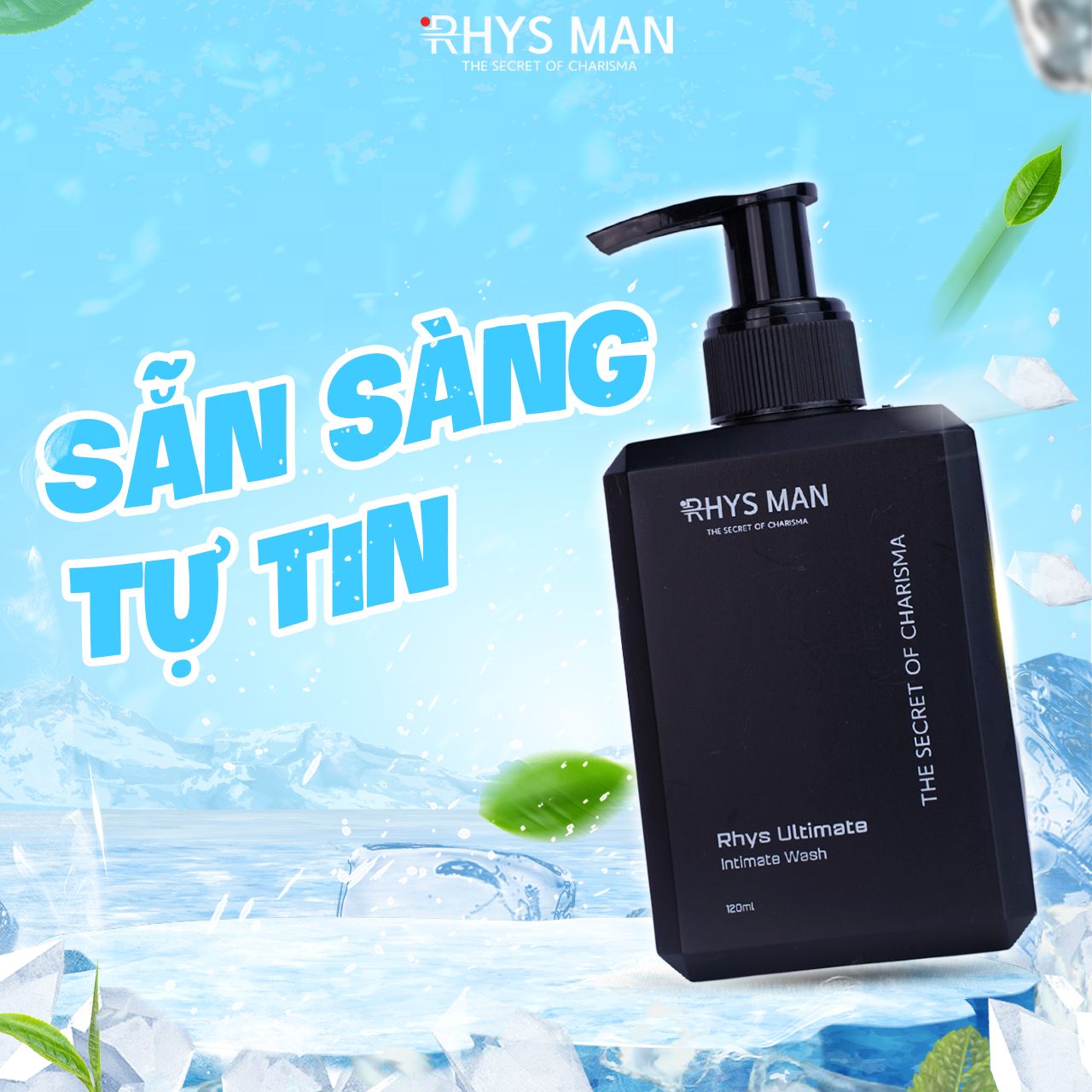 Combo 2 dung dịch vệ sinh nam giới RHYS MAN Rhys Ultimate hương bạc hà thơm mát 100ml/chai - Hàng chính hãng