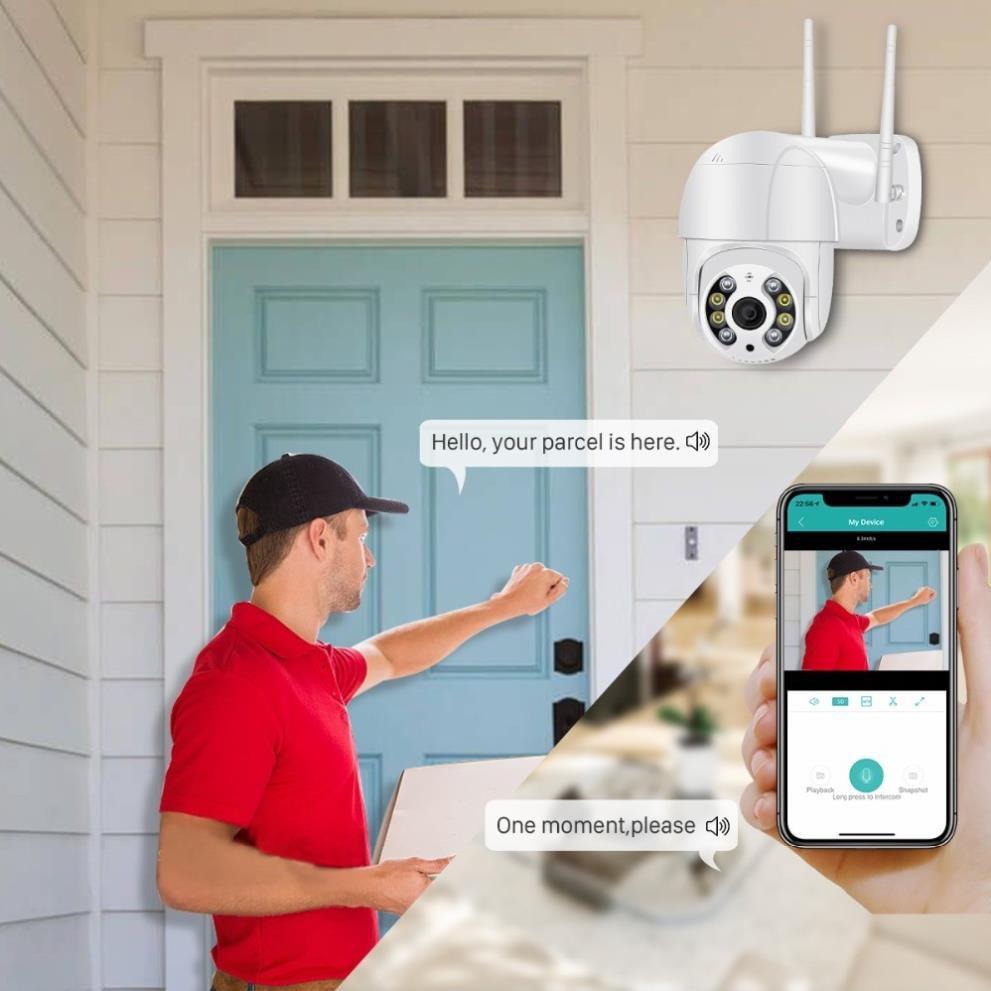Camera wifi ngoài trời FHD1080p, xoay 360 độ tích hợp báo động,tự theo dõi khi phát hiện chuyển động
