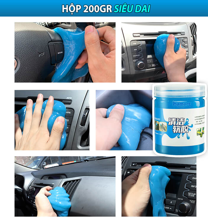 Hộp 200g Slime Lau Bụi Bàn Phím Làm Sạch Thiết Bị Điện Tử Gel Dính Bụi Vệ Sinh Ô Tô Đa Năng