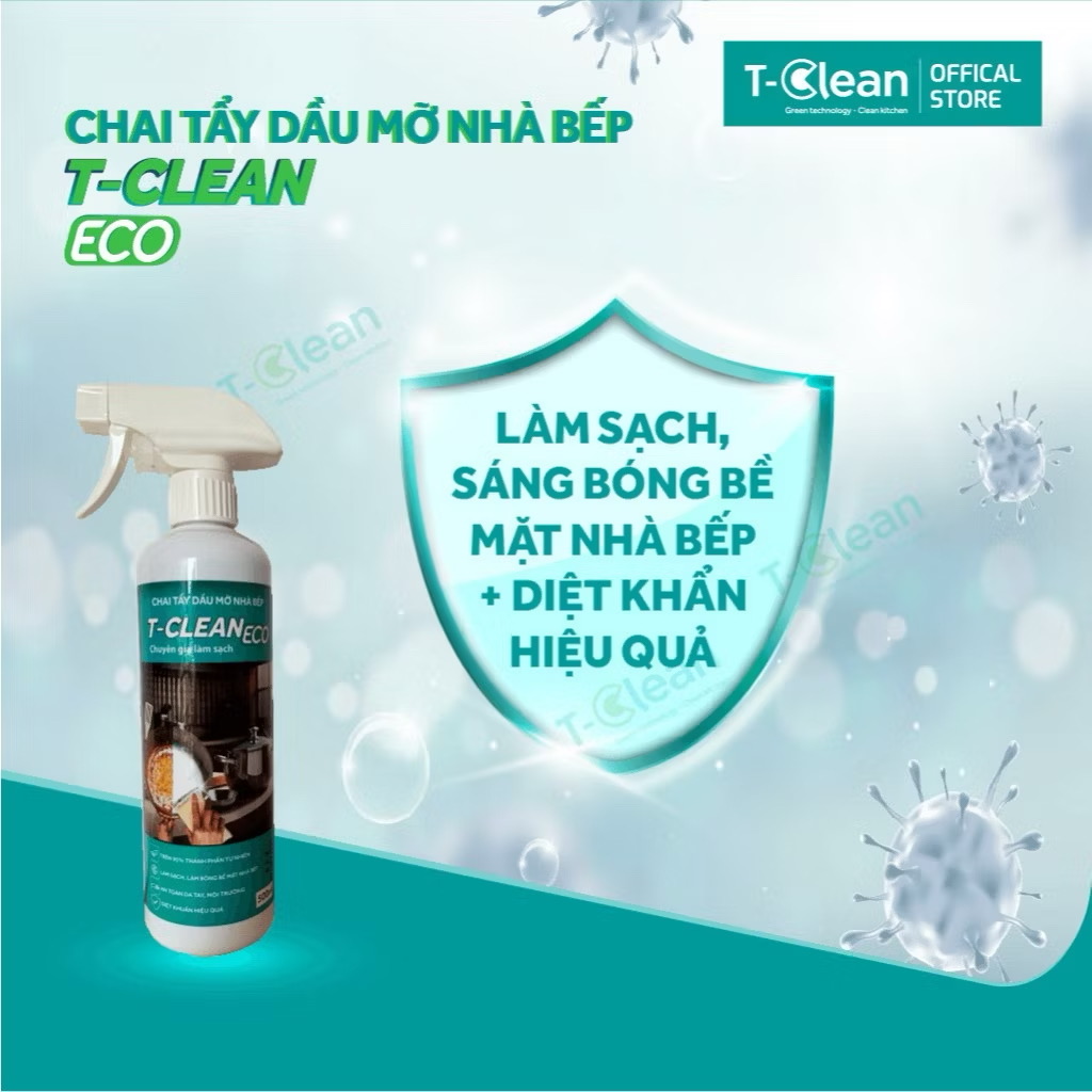 Xịt Vệ Sinh Nhà Bếp - Tẩy Dầu Mỡ T-Clean - Tp Tự Nhiên - Làm Sạch Bếp, Sạch Nồi, Sạch Lò - An Toàn