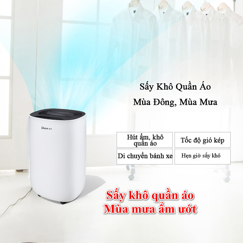 Máy hút ẩm không khí Deye DY-612S công nghệ mới độ ồn siêu thấp, thanh lọc ion âm, hẹn giờ thông minh Hàng Chính Hãng