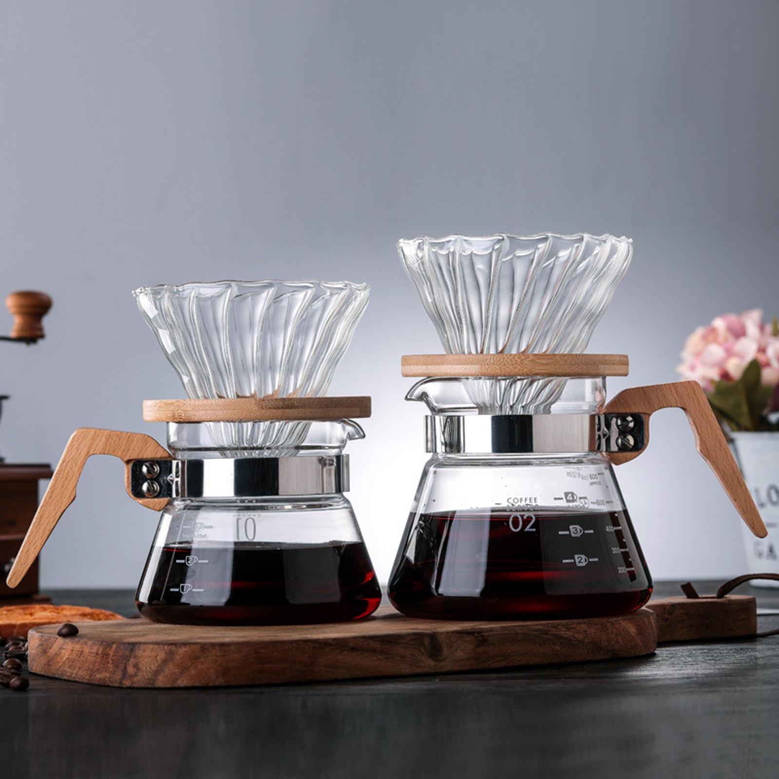 Anti-Scalding Coffee Pot V60 Carafe Wood Lid Accessories Coffee Maker for Kitchen Barista
