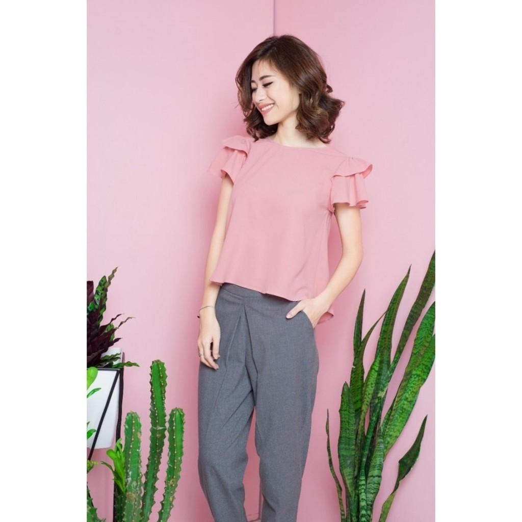 Áó Cổ Tròn Tay Nhún 2 Tầng