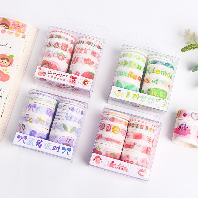 Bộ dăng dán Washi tape 10 cuộn cỡ khác nhau phong cách