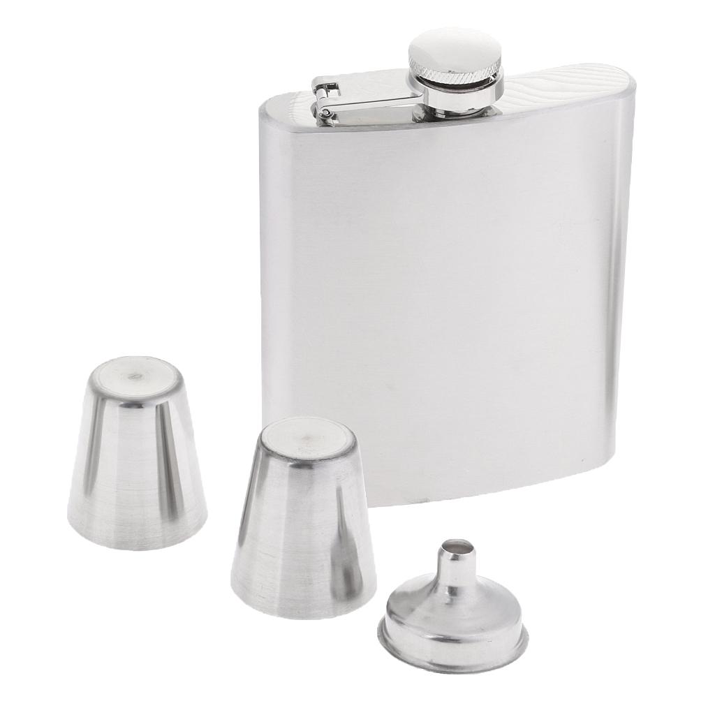 Hip Flask Stainless Steel Pocket Whiskey Engrave Funnel Drink Cup Spirit Set