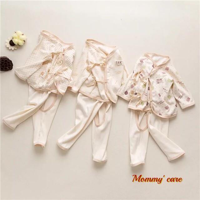Bộ quần áo sơ sinh dài tay 100% organic cotton hữu cơ tự nhiên không tẩy nhuộm hóa chất an toàn cho bé