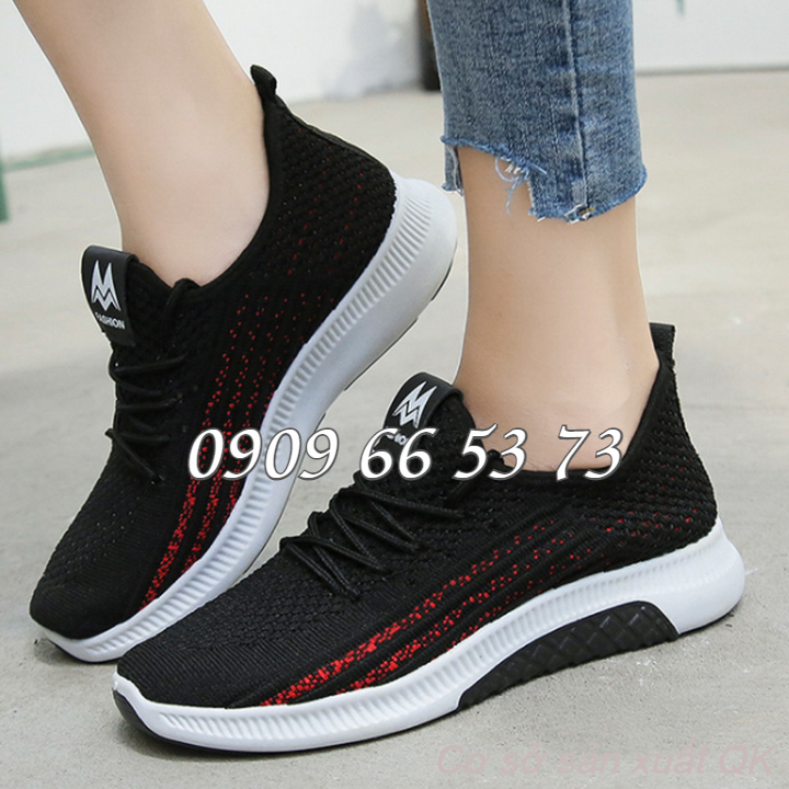 Giày sneaker Nữ kẻ sọc, đế khoan phối màu - Giày thể thao, giày đi bộ – Mã số 1830