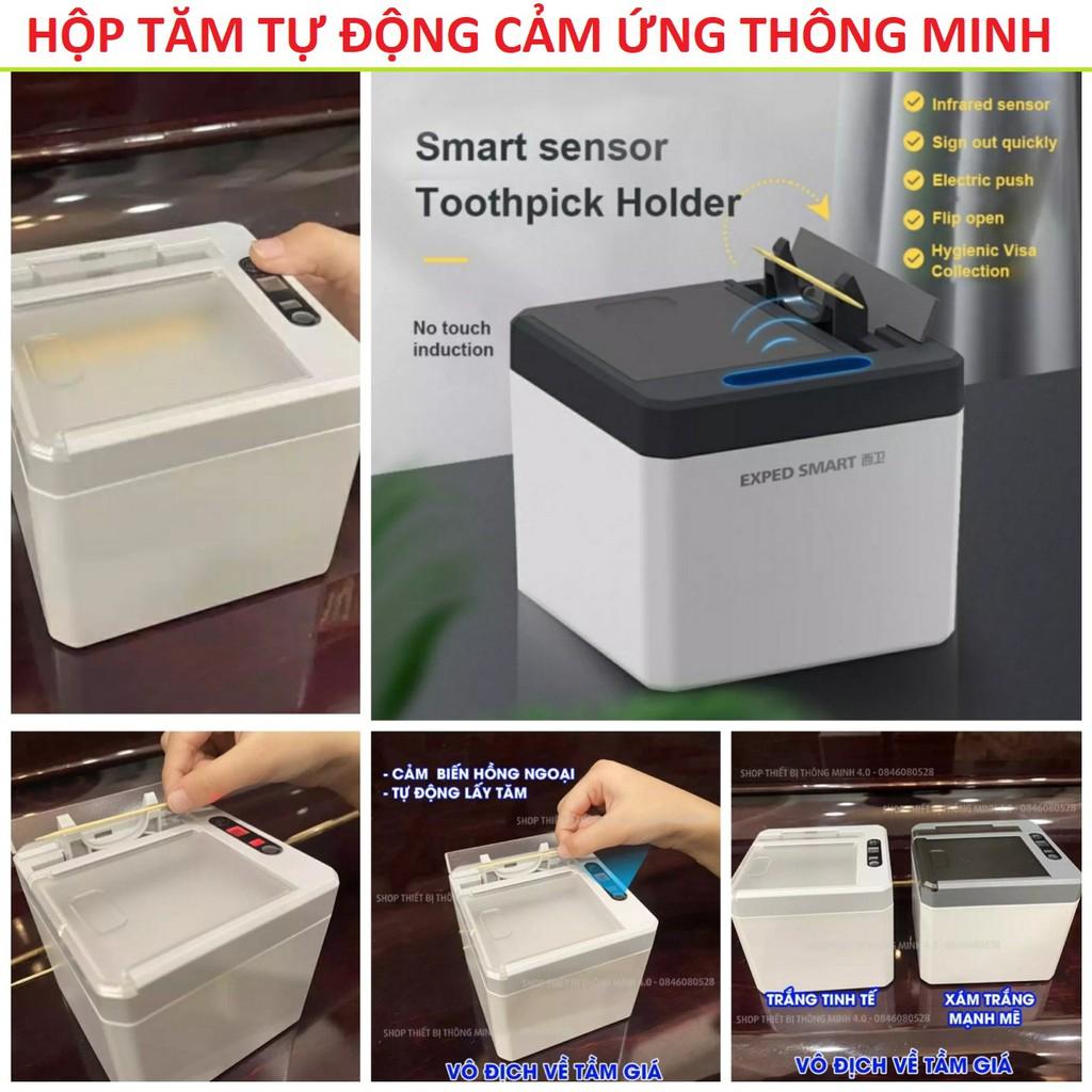 Hộp đựng tăm cảm ứng diệt khuẩn hồng ngoại lấy tăm tự động mẫu mới loại tốt chính hãng