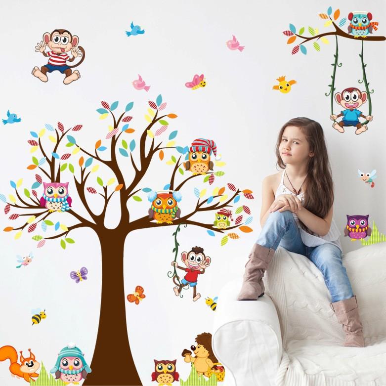 Decal Dán Tường Vườn Khỉ Vui Nhộn Cho Bé