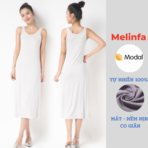 Váy đầm hai dây ba lỗ dáng dài vải Modal tự nhiên co giãn mát lạnh mặc mùa hè, đầm mặc nhà mã VAV0285
