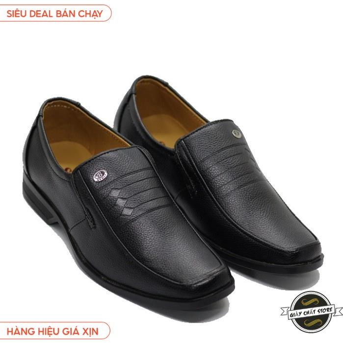 Giày tây nam mũi bo tròn đế cao su được khâu chắc chắn size 38 đến 43