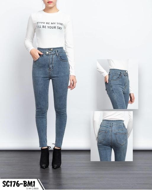 QUẦN JEANS 2 nút CẠP SIÊU CAO VẢI ĐẸP CO GIÃN