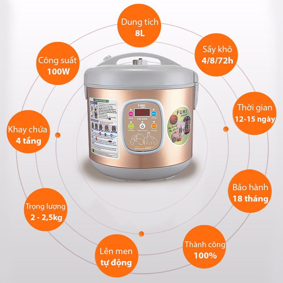 Máy làm tỏi đen FUKI FK-920 loại 8L - Hàng Chính Hãng