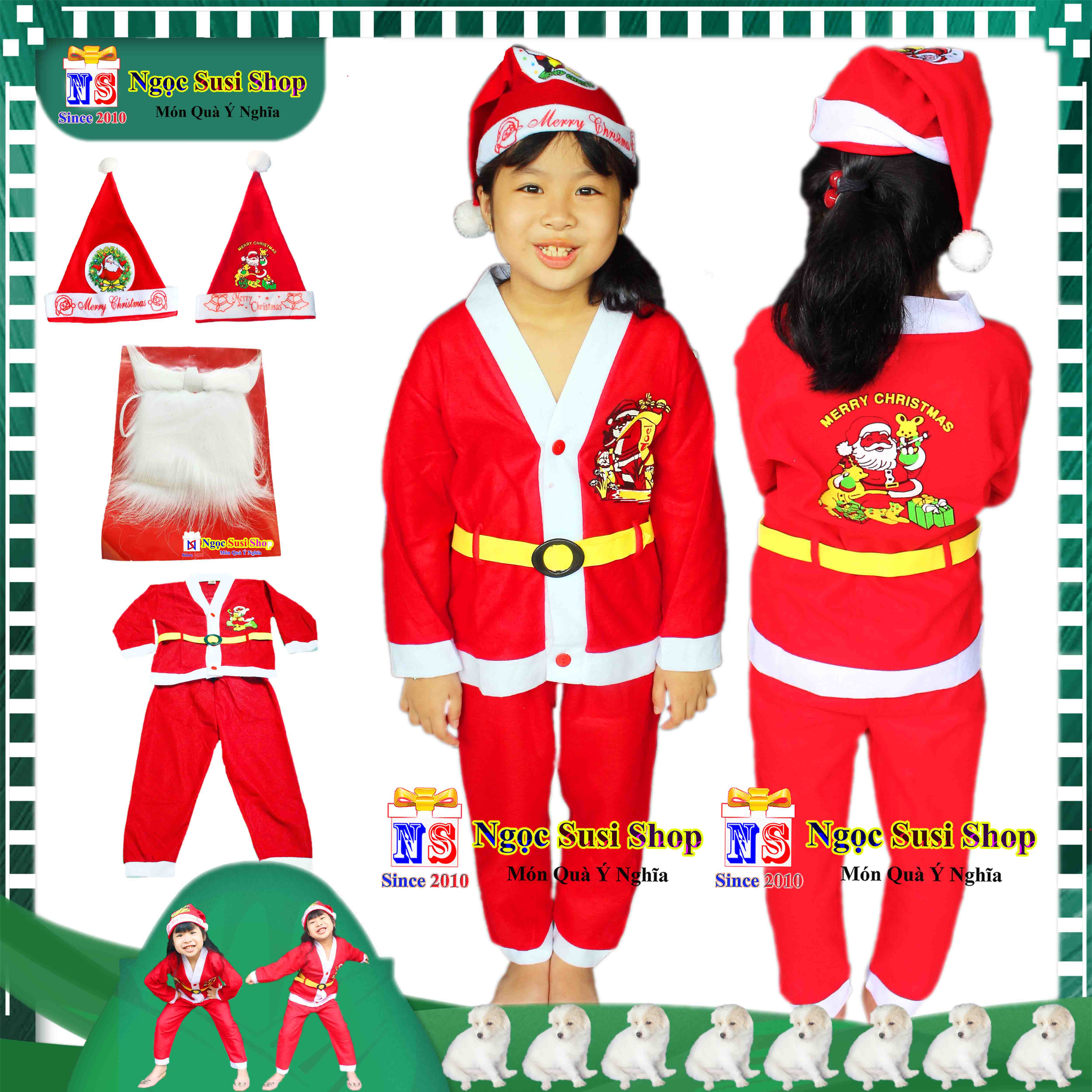 BỘ ĐỒ NOEL CHO BÉ QUẦN ÁO ÔNG GIÀ NOEL CHO BÉ CHẤT VẢI NỈ - TRANG PHỤC NOEL GIÁNG SINH TỪ 1 - 10 TUỔI