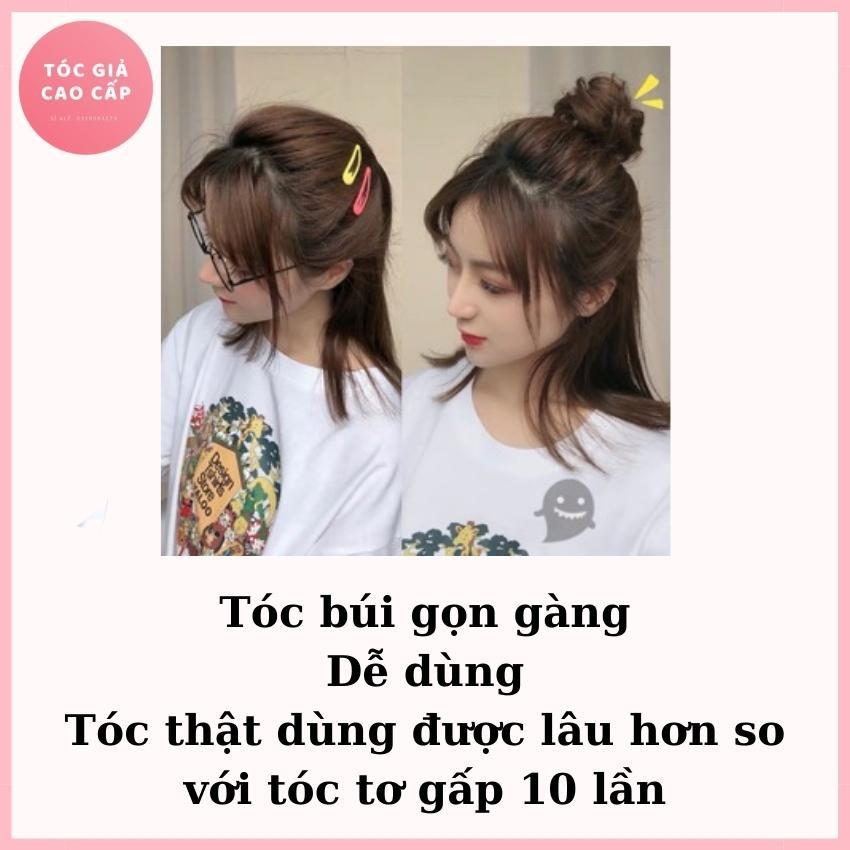 Tóc giả búi cột rối mini, dệt tóc thật 100%, búi mini tóc thật.