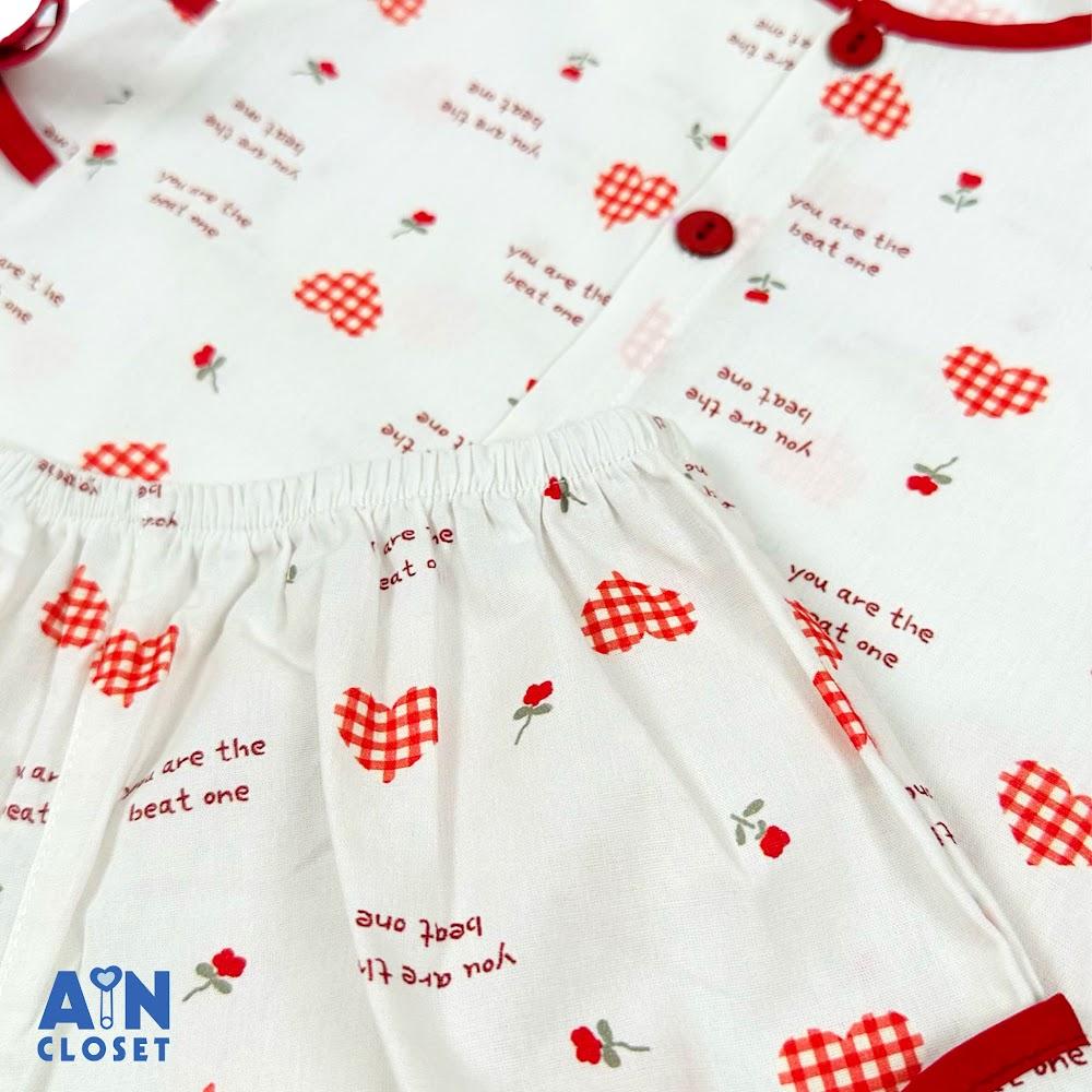 Bộ quần áo Ngắn bé gái họa tiết Tim Hoa Đỏ cotton - AICDBG57IUZ5 - AIN Closet