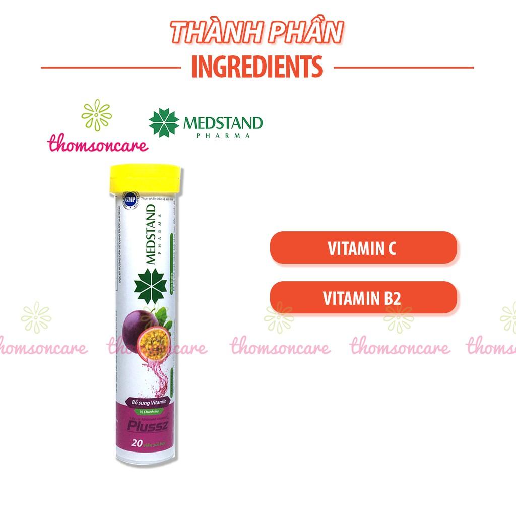 Viên C sủi bổ sung vitaminC Plussz vị chanh leo Medstand - Giúp tăng cường sức đề kháng - Tuýp 20 viên