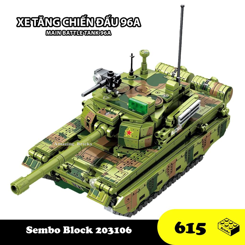 Đồ chơi Lắp ráp Xe Tăng A96, Sembo Block 203106 Main battle Tank, Xếp hình thông minh, Mô hình Xe Tăng